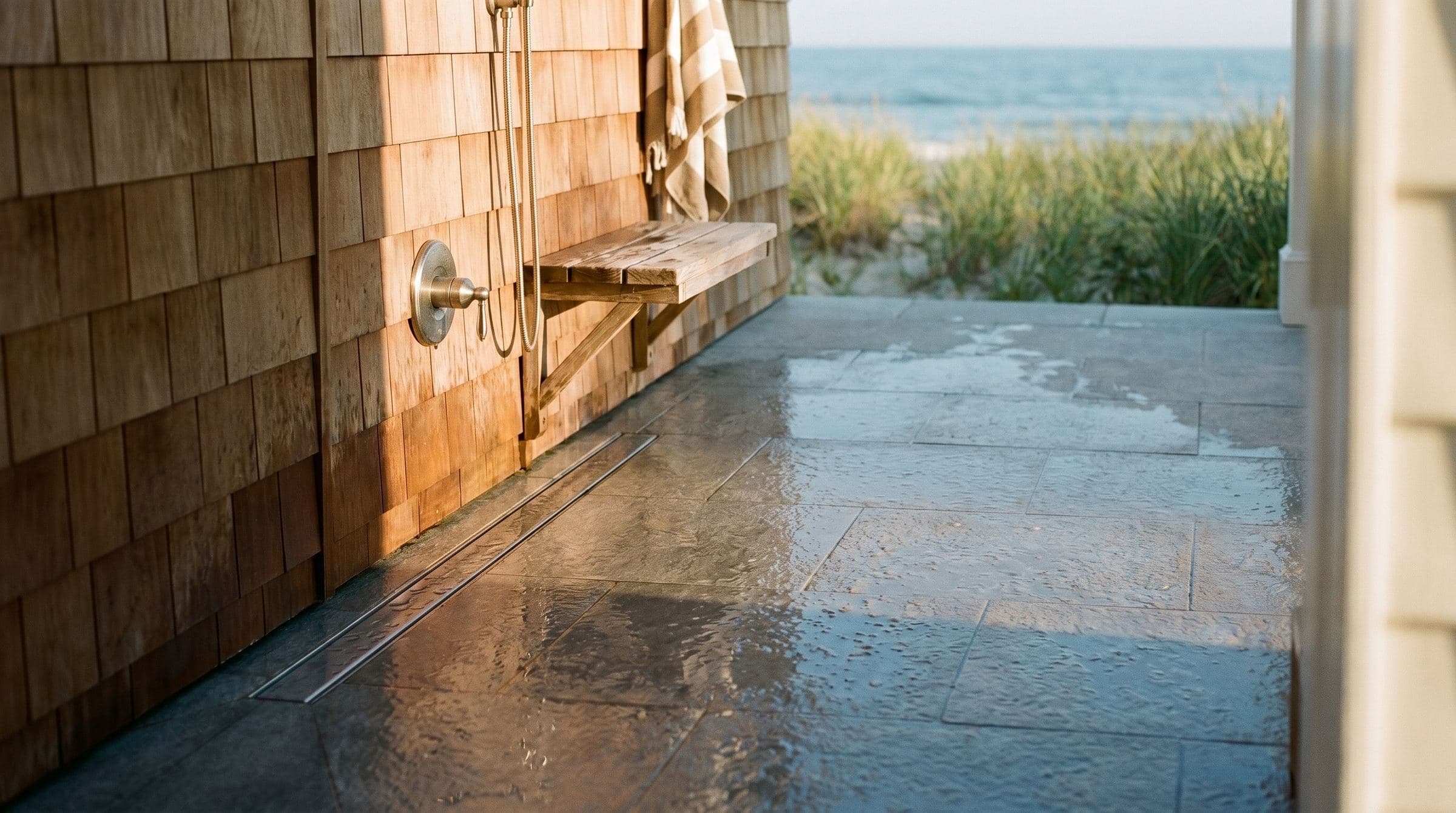 Outdoor Shower Tile at the Jersey Shore: What Actually Holds Up to Sand, Salt, and Daily Summer Use — tile and stone guide by JL Tile & Stone, New Jersey